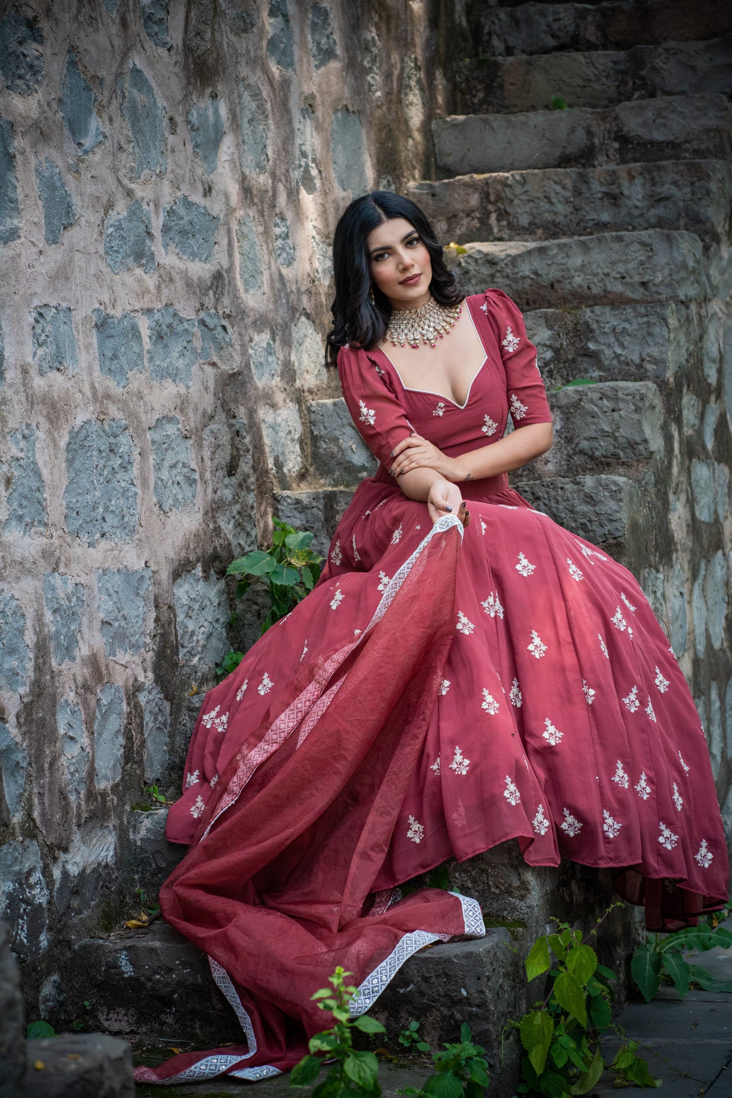 THREAD WORK LEHENGA