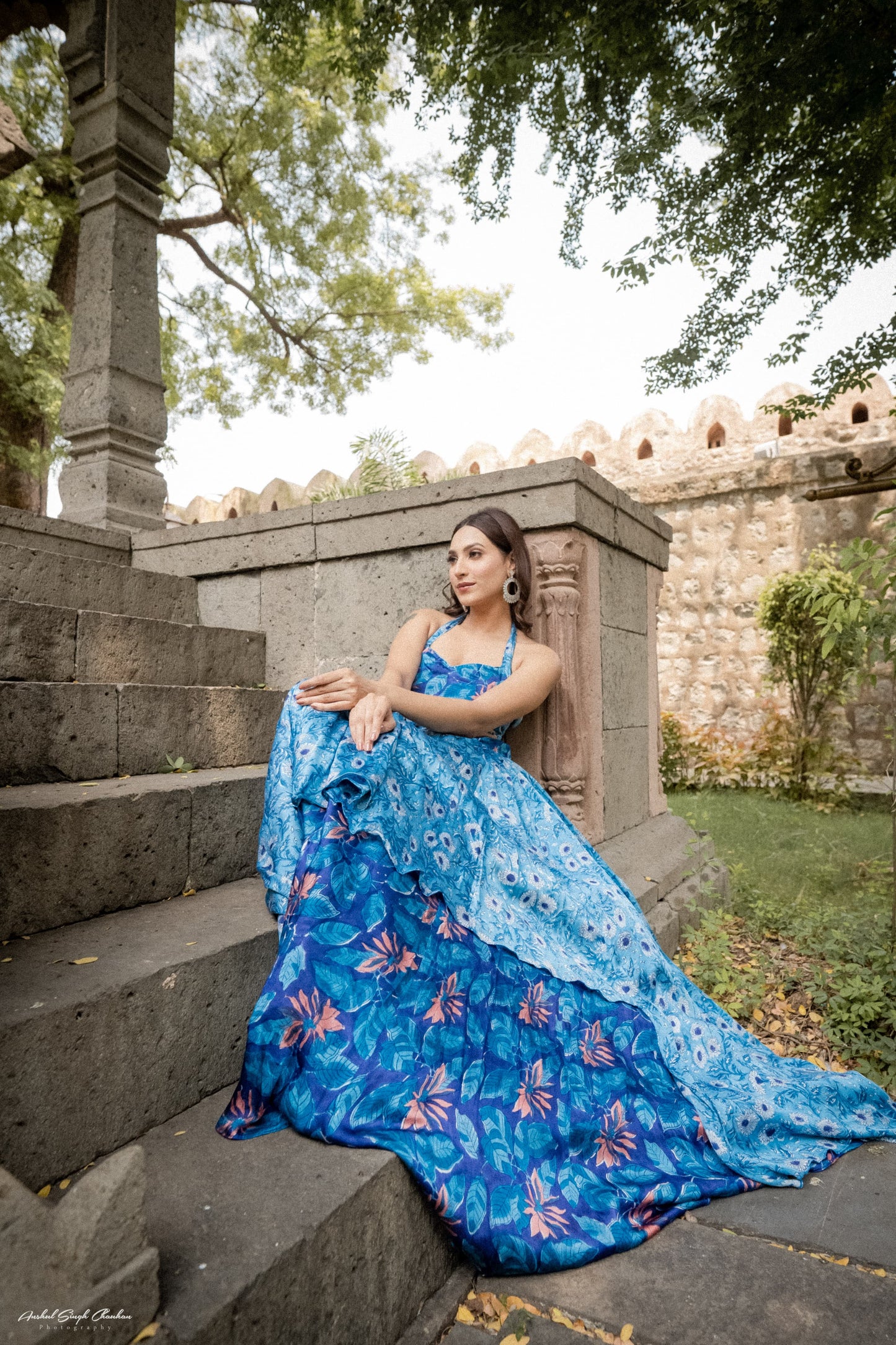 RAYON BLUE SKIRT TOP