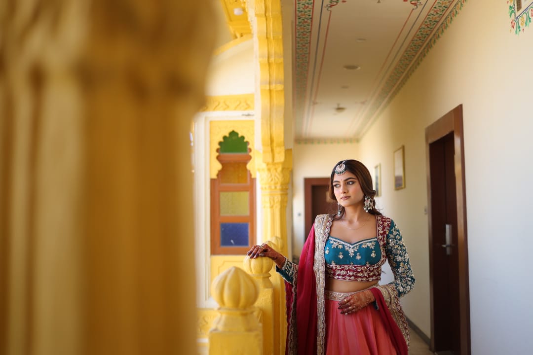 Zardosi Handwork Bridal Silk Lehenga with Maroon Dupatta