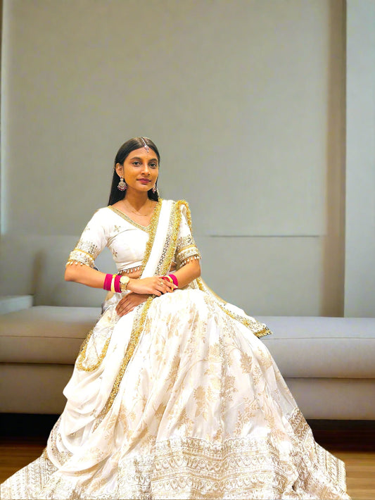 OFF WHITE GOTA PATTI WORK LEHENGA