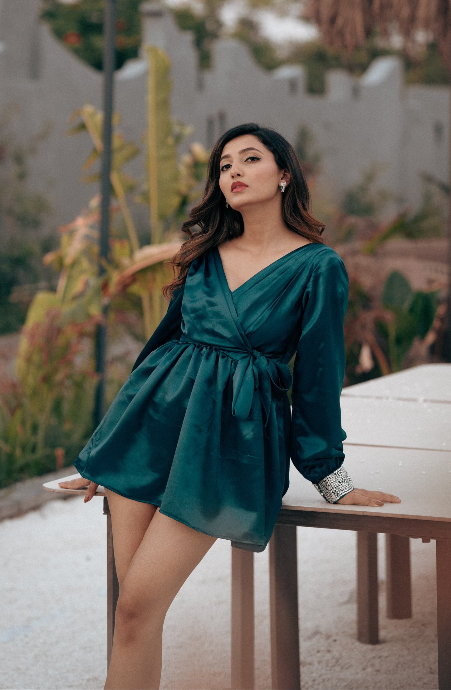 SATIN TURKISH BLUE PARTY DRESS