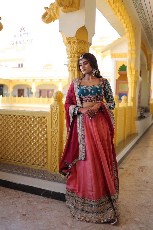 zardosi bridal lehenga with dupatta 