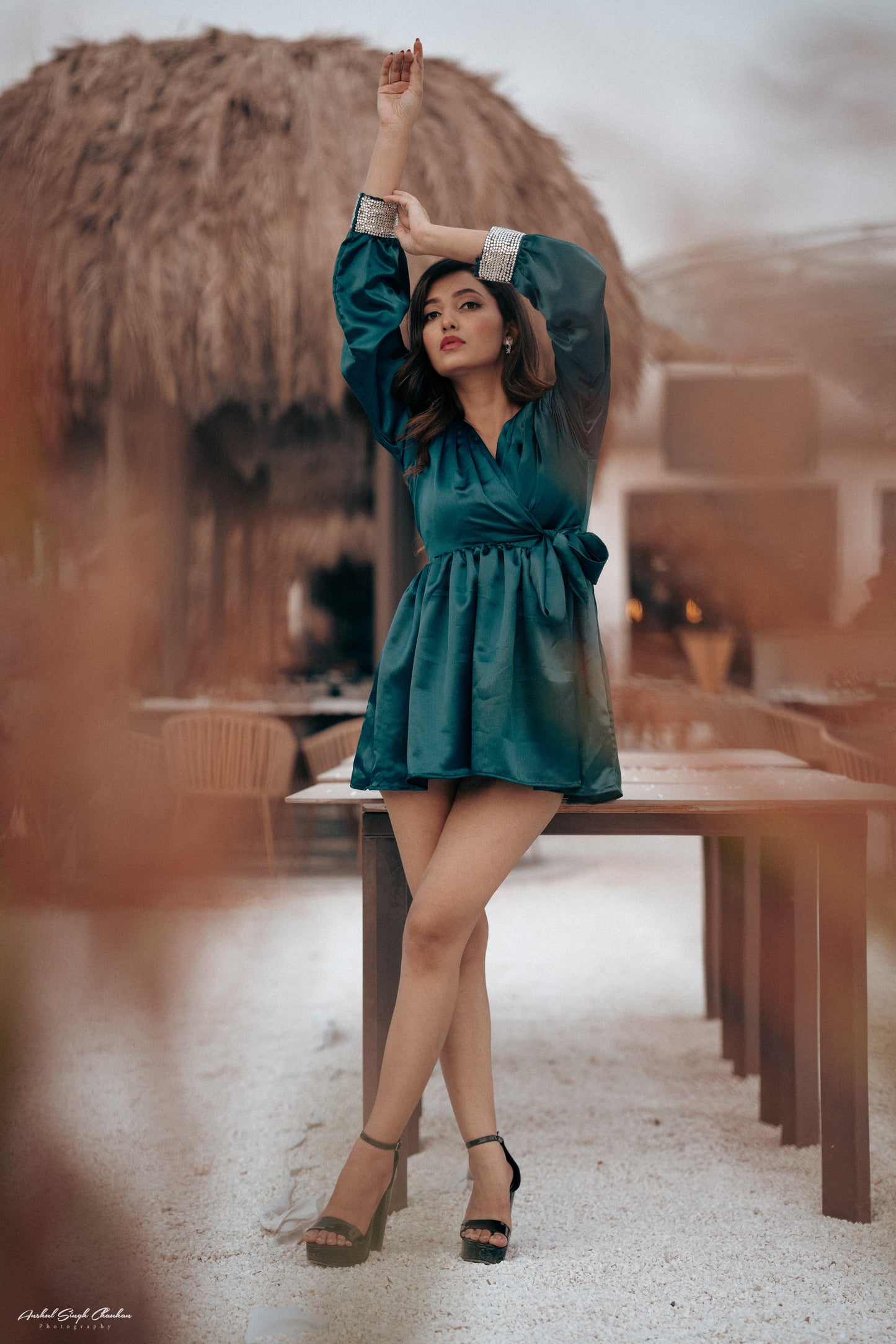 SATIN TURKISH BLUE PARTY DRESS